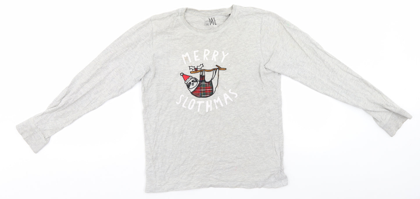 NEXT Boys Grey   Basic T-Shirt Size 13 Years  - Christmas, Merry Slothmas