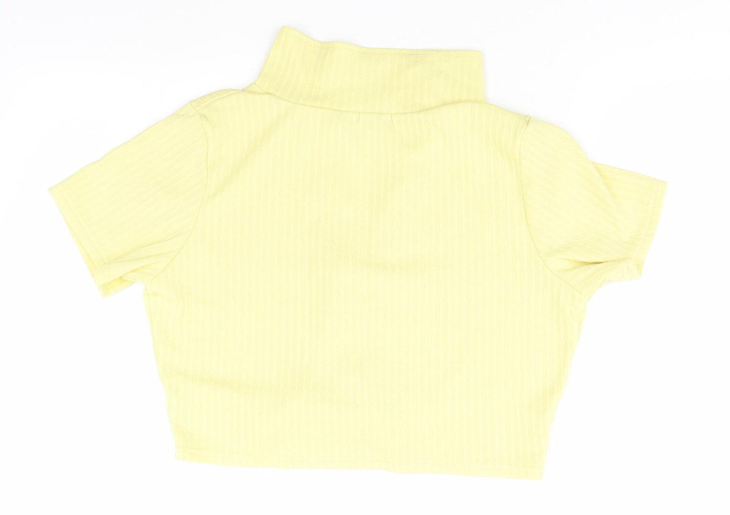 Boohoo Womens Yellow Striped  Basic Button-Up Size 16