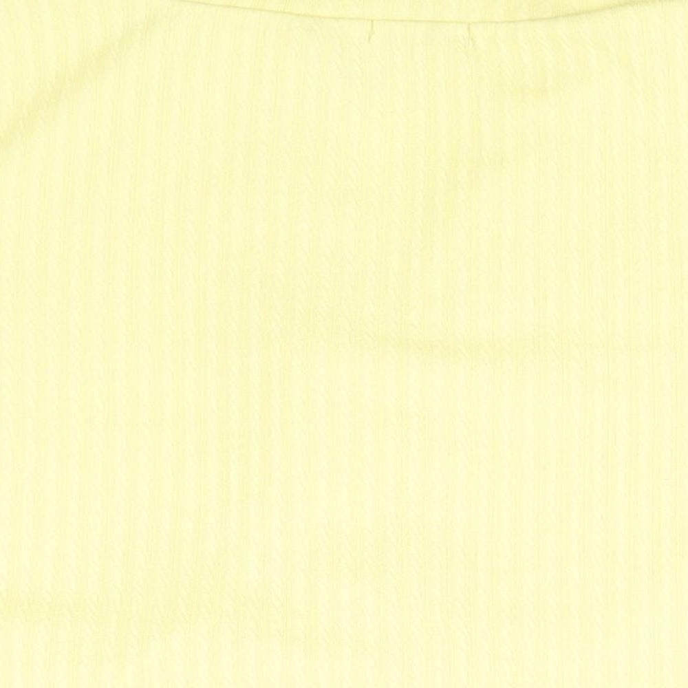 Boohoo Womens Yellow Striped  Basic Button-Up Size 16
