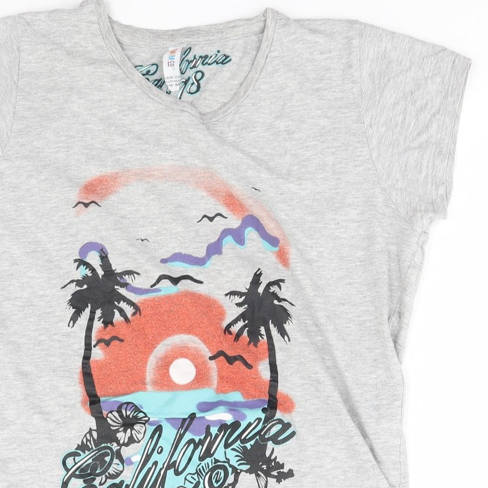 Denim & Co. Womens Grey   Basic T-Shirt Size 12  - California