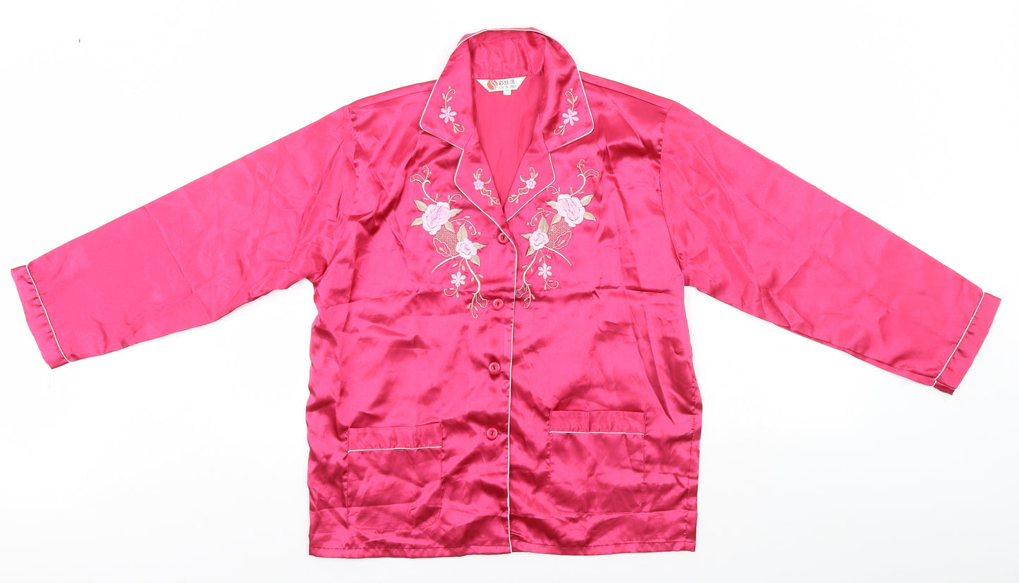 cai si man Womens Pink Floral  Top Pyjama Top Size 3XL