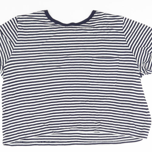 H&M Womens White Striped  Basic T-Shirt Size M