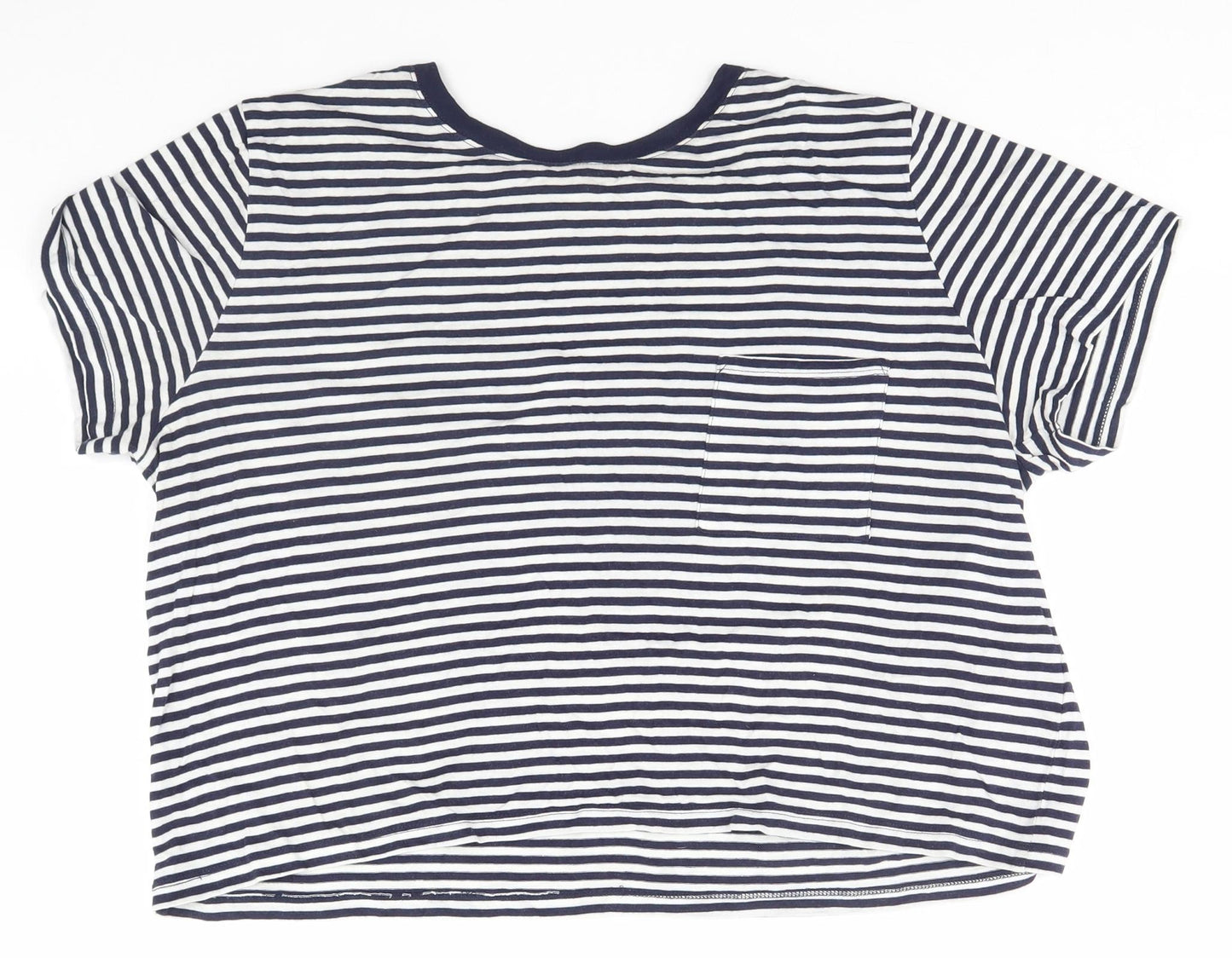 H&M Womens White Striped  Basic T-Shirt Size M