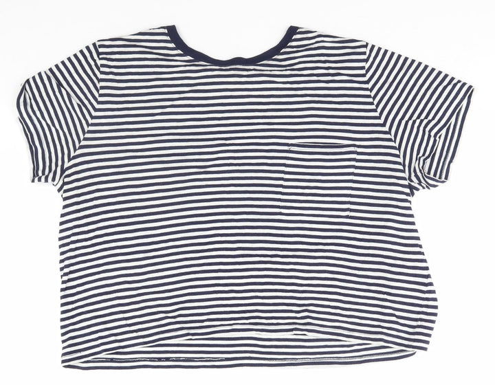 H&M Womens White Striped  Basic T-Shirt Size M