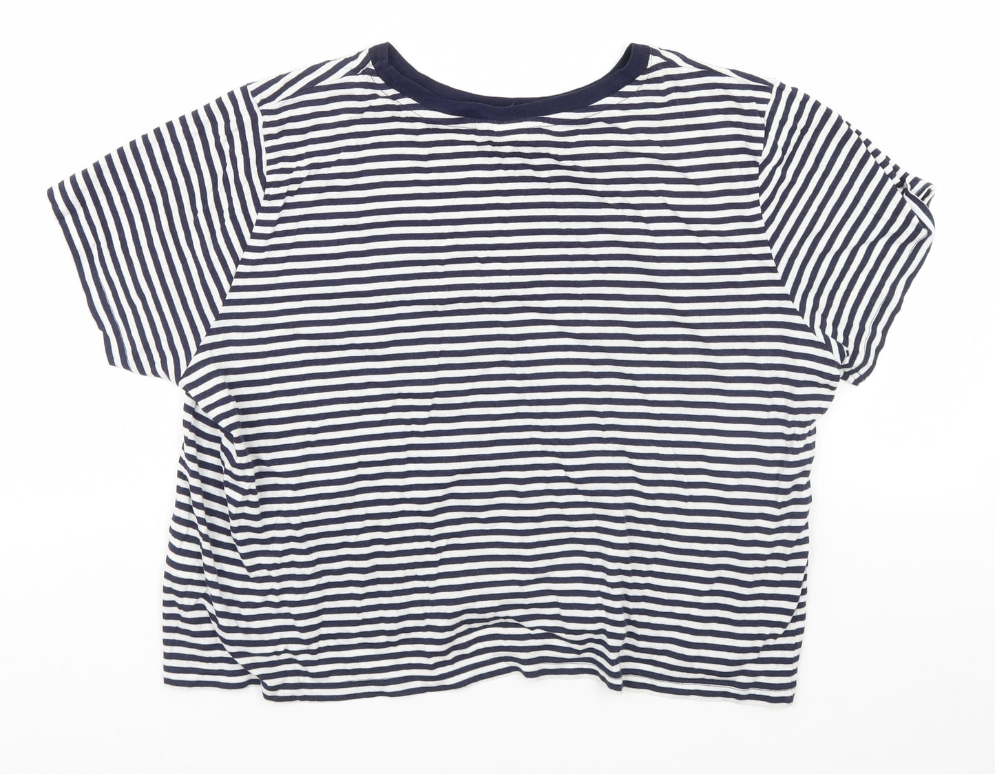 H&M Womens White Striped  Basic T-Shirt Size M