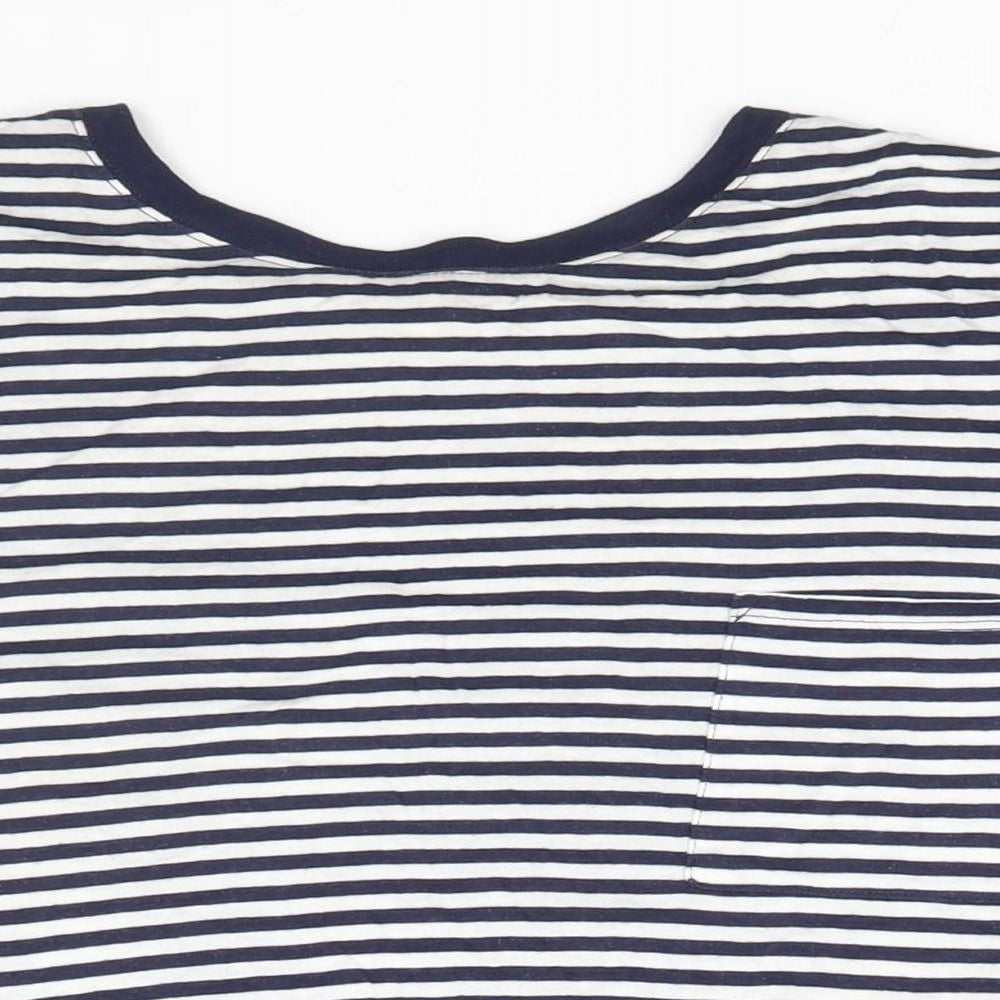H&M Womens White Striped  Basic T-Shirt Size M