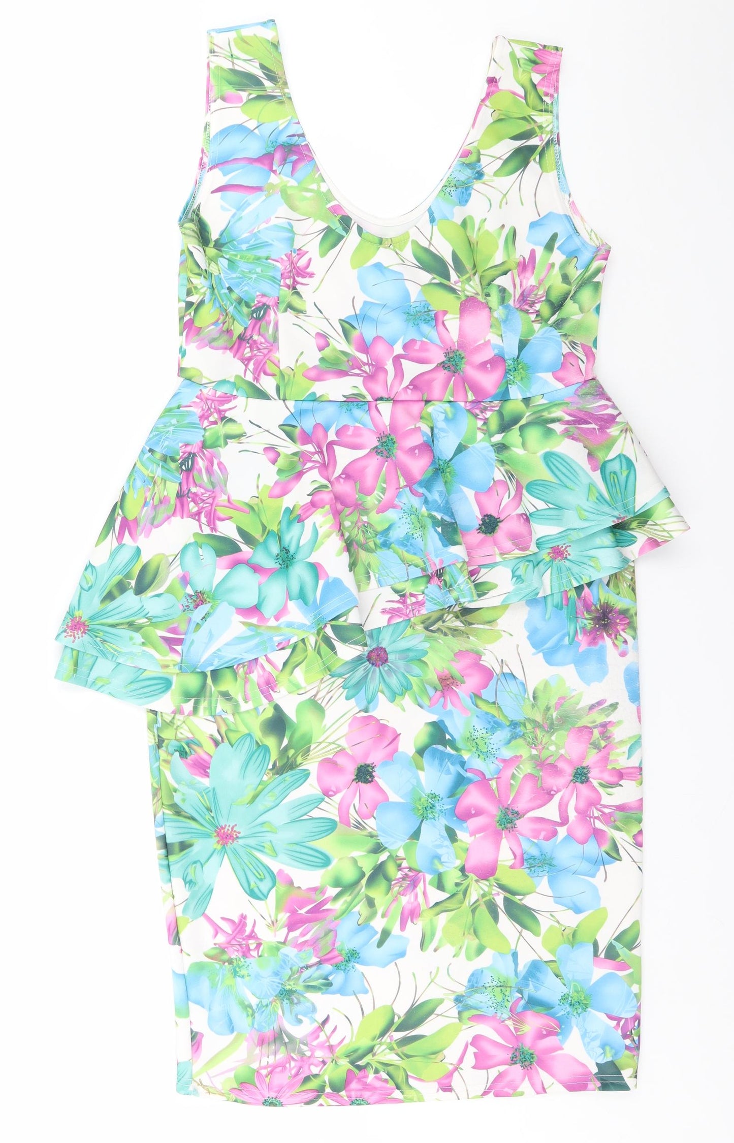 Preworn Womens White Floral  Pencil Dress  Size XL