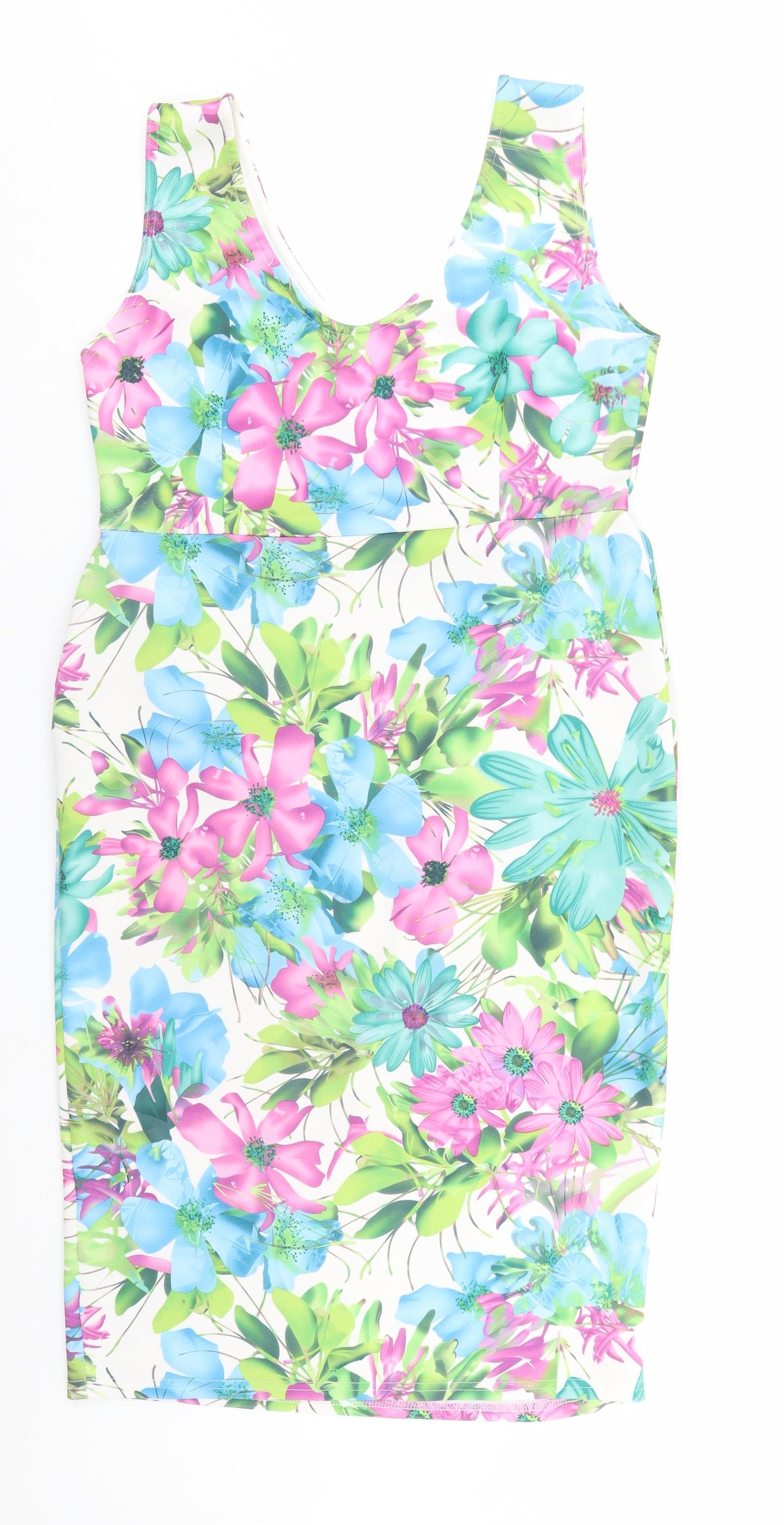Preworn Womens White Floral  Pencil Dress  Size XL