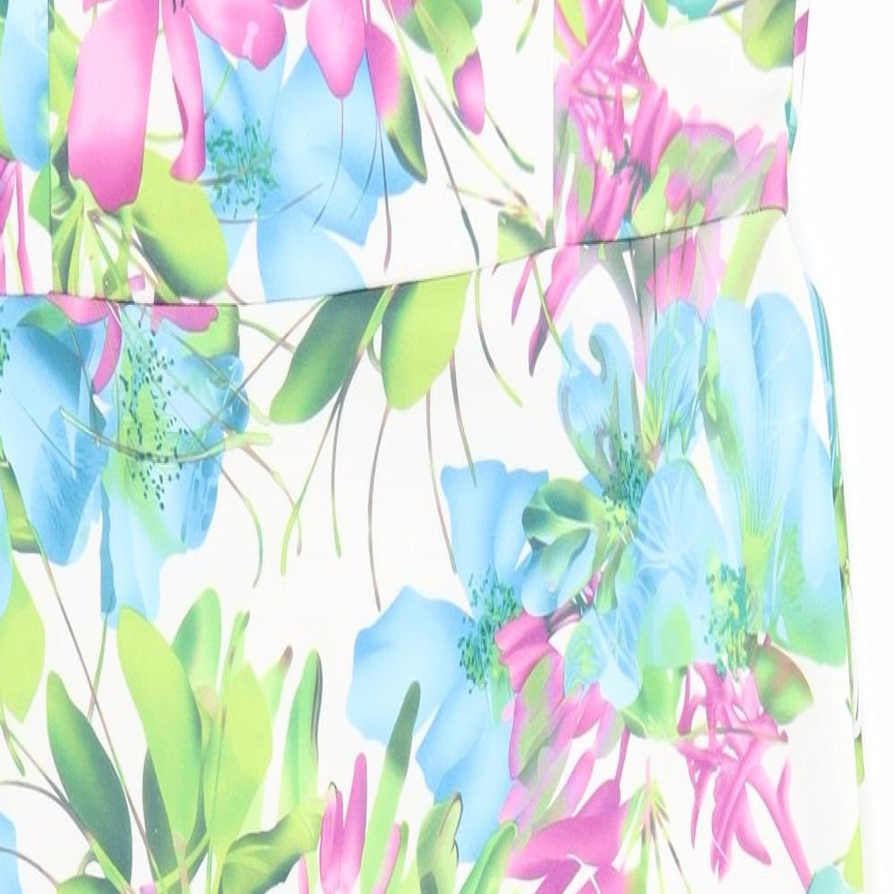 Preworn Womens White Floral  Pencil Dress  Size XL