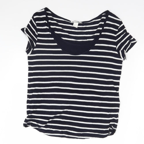 H&M Womens Blue Striped  Basic T-Shirt Size 10