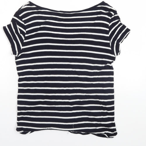 H&M Womens Blue Striped  Basic T-Shirt Size 10