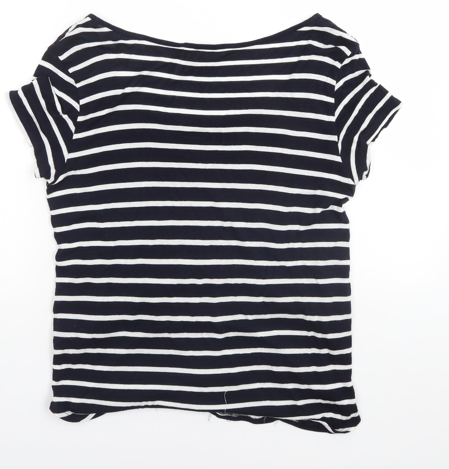 H&M Womens Blue Striped  Basic T-Shirt Size 10