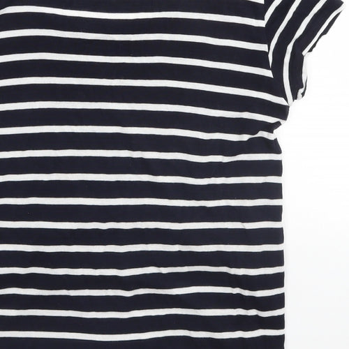 H&M Womens Blue Striped  Basic T-Shirt Size 10