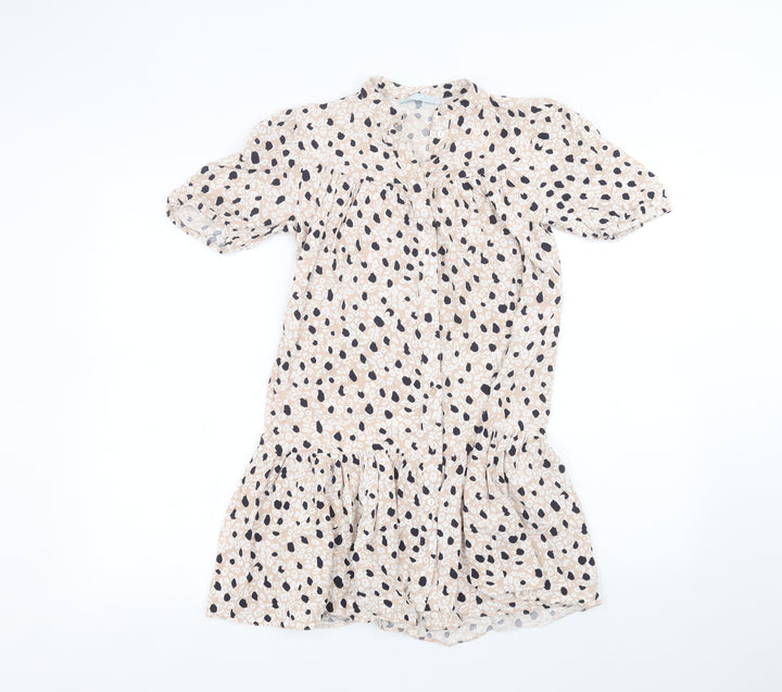 Primark Womens Pink Animal Print Basic Button-Up Size 4