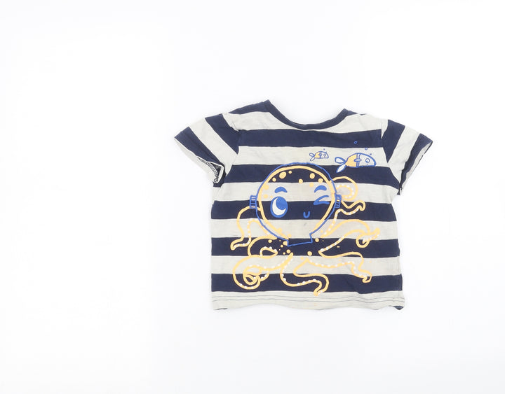 F&F Girls White Striped Basic T-Shirt Size 2-3 Years