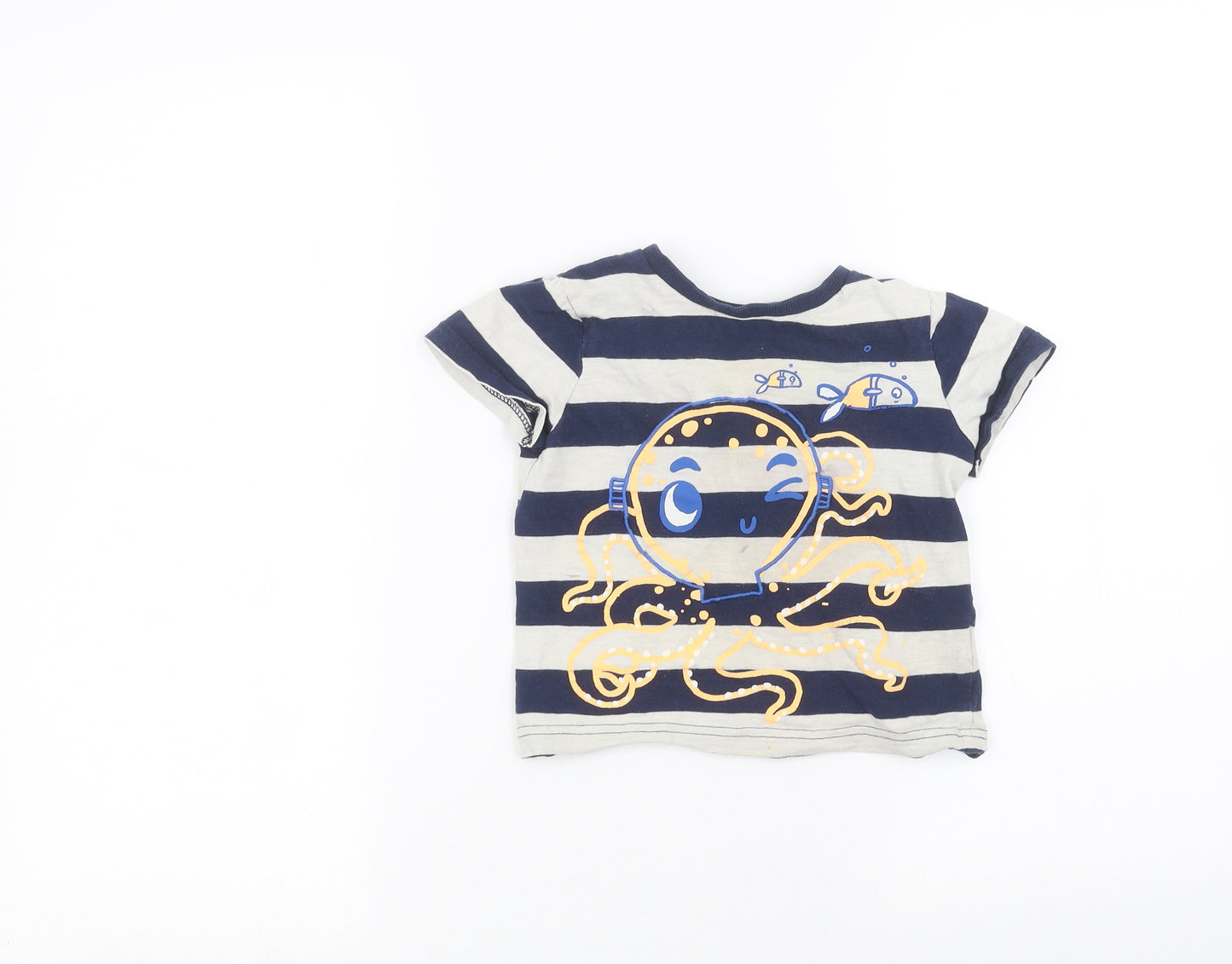 F&F Girls White Striped  Basic T-Shirt Size 2-3 Years