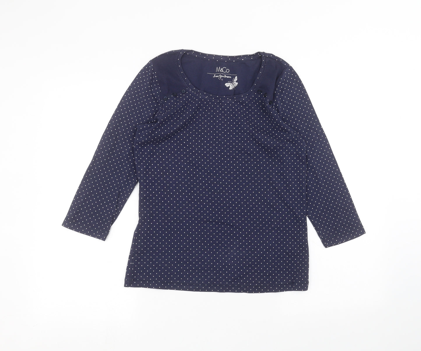 M&Co Womens Blue   Basic T-Shirt Size 10