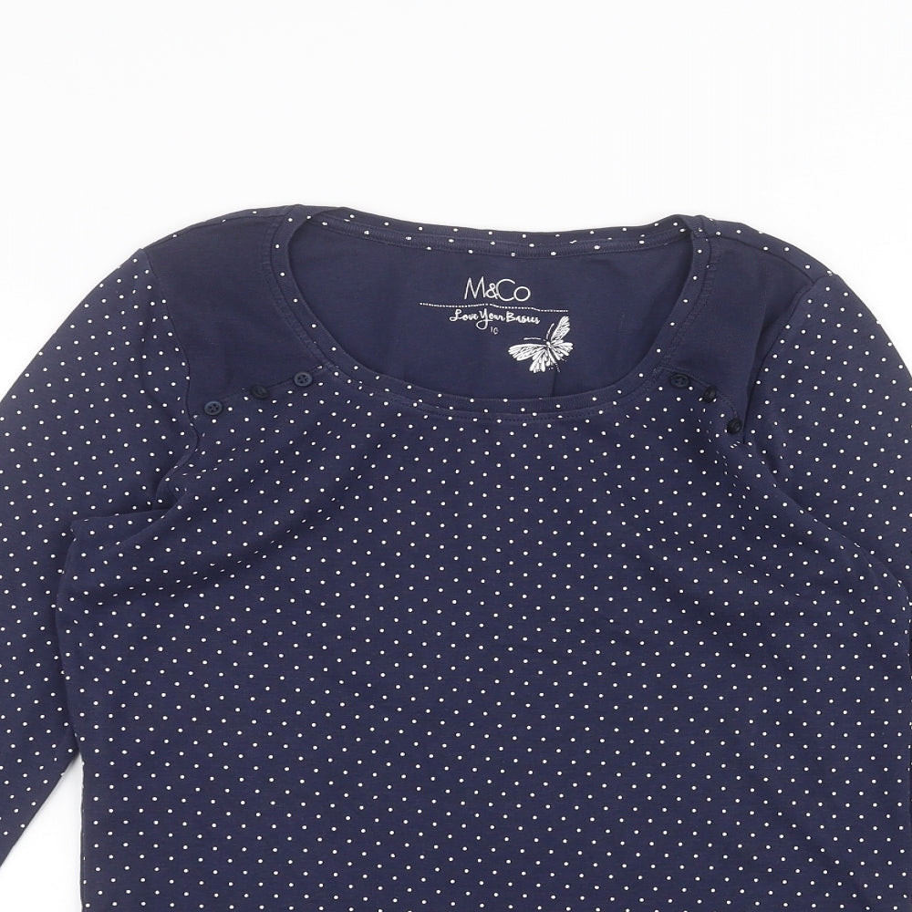 M&Co Womens Blue   Basic T-Shirt Size 10