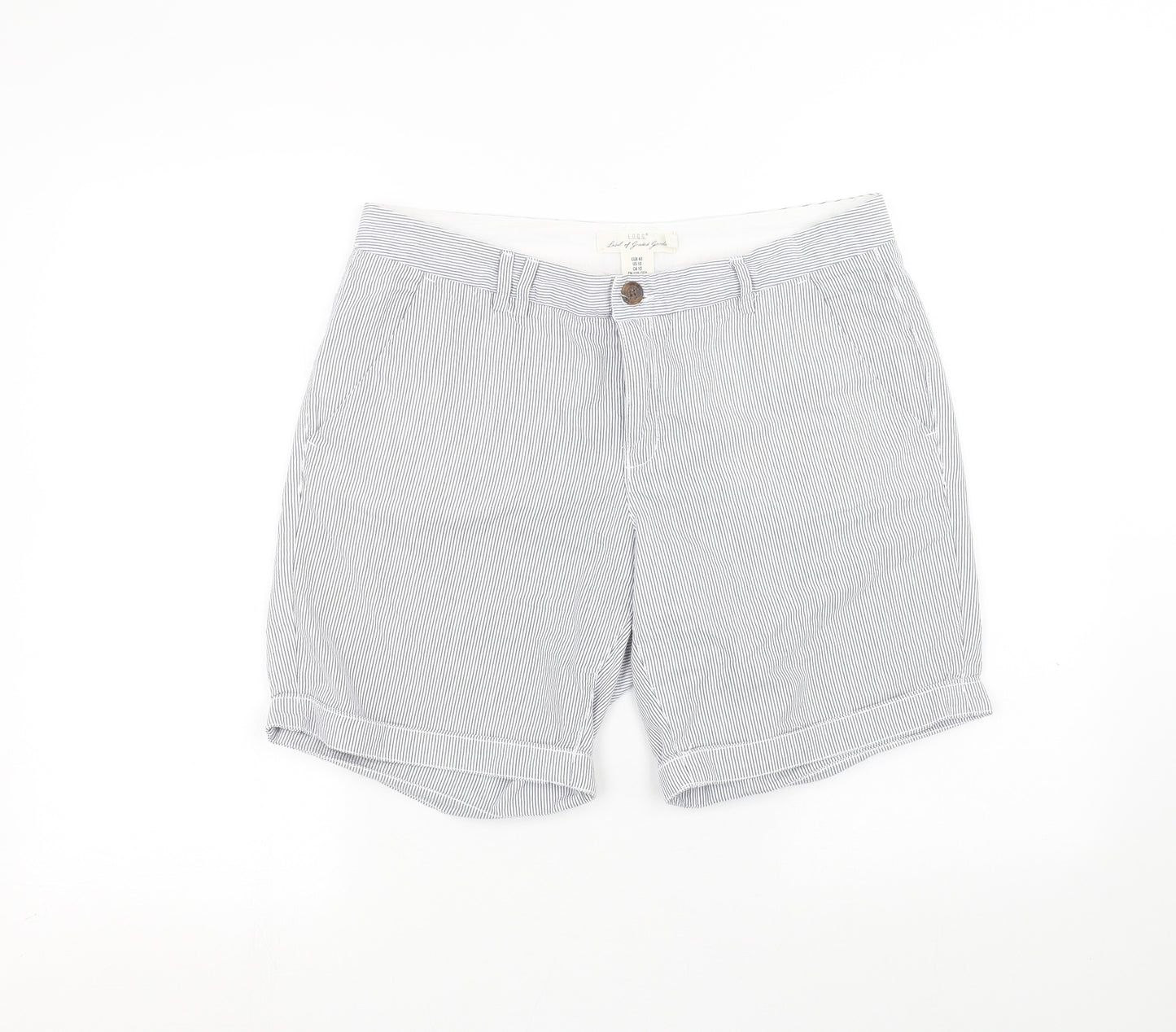 H&M Womens White Striped  Bermuda Shorts Size 12