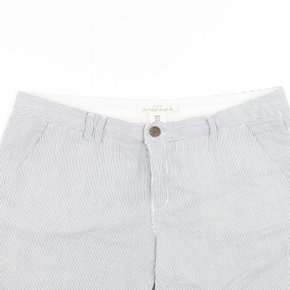 H&M Womens White Striped  Bermuda Shorts Size 12