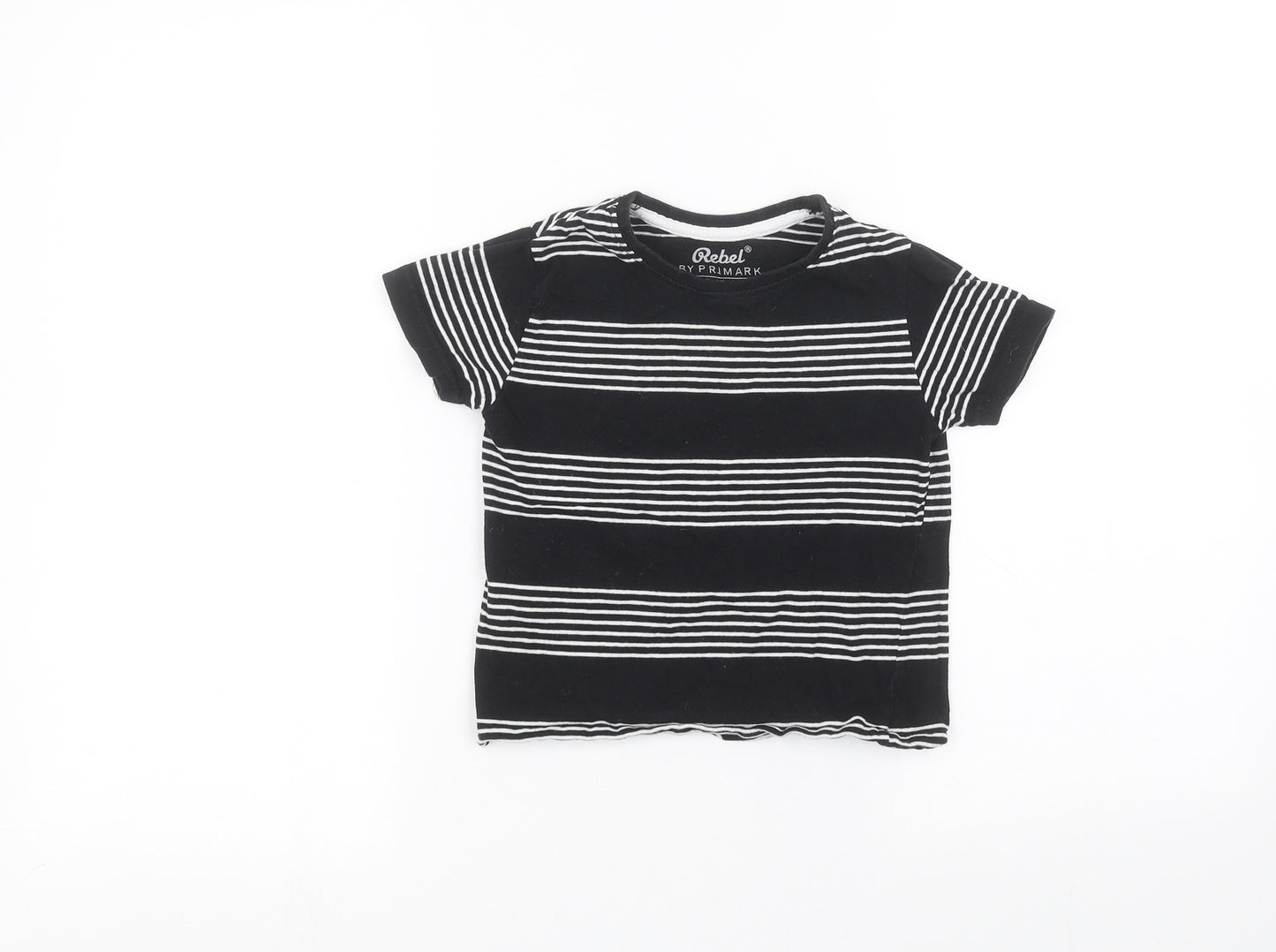 Primark Boys Black Striped  Basic T-Shirt Size 3-4 Years