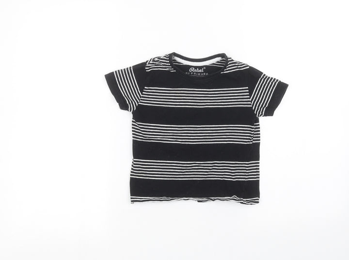 Primark Boys Black Striped  Basic T-Shirt Size 3-4 Years
