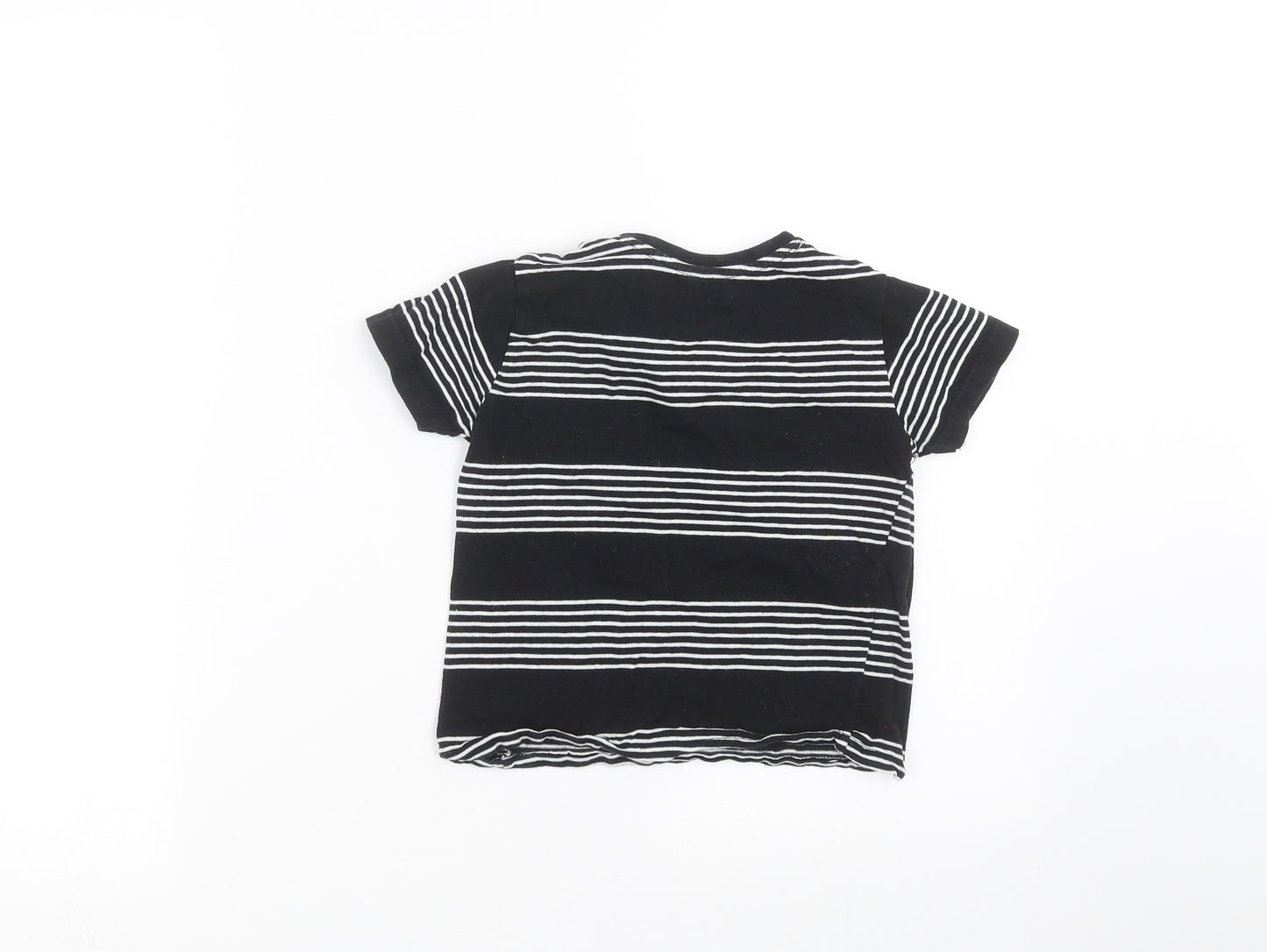 Primark Boys Black Striped  Basic T-Shirt Size 3-4 Years