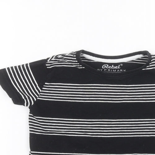 Primark Boys Black Striped  Basic T-Shirt Size 3-4 Years