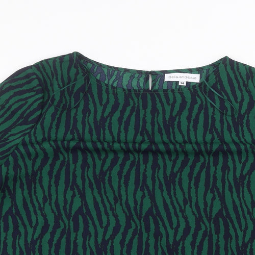 Bella and Blue Womens Grey Animal Print  Basic Blouse Size 14