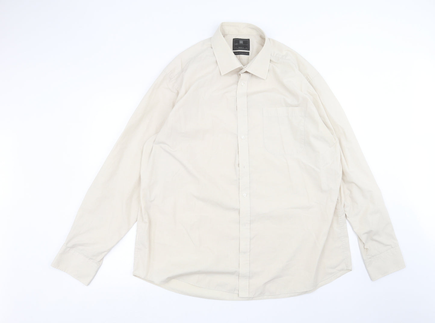 Marks and Spencer Mens Beige    Dress Shirt Size 18