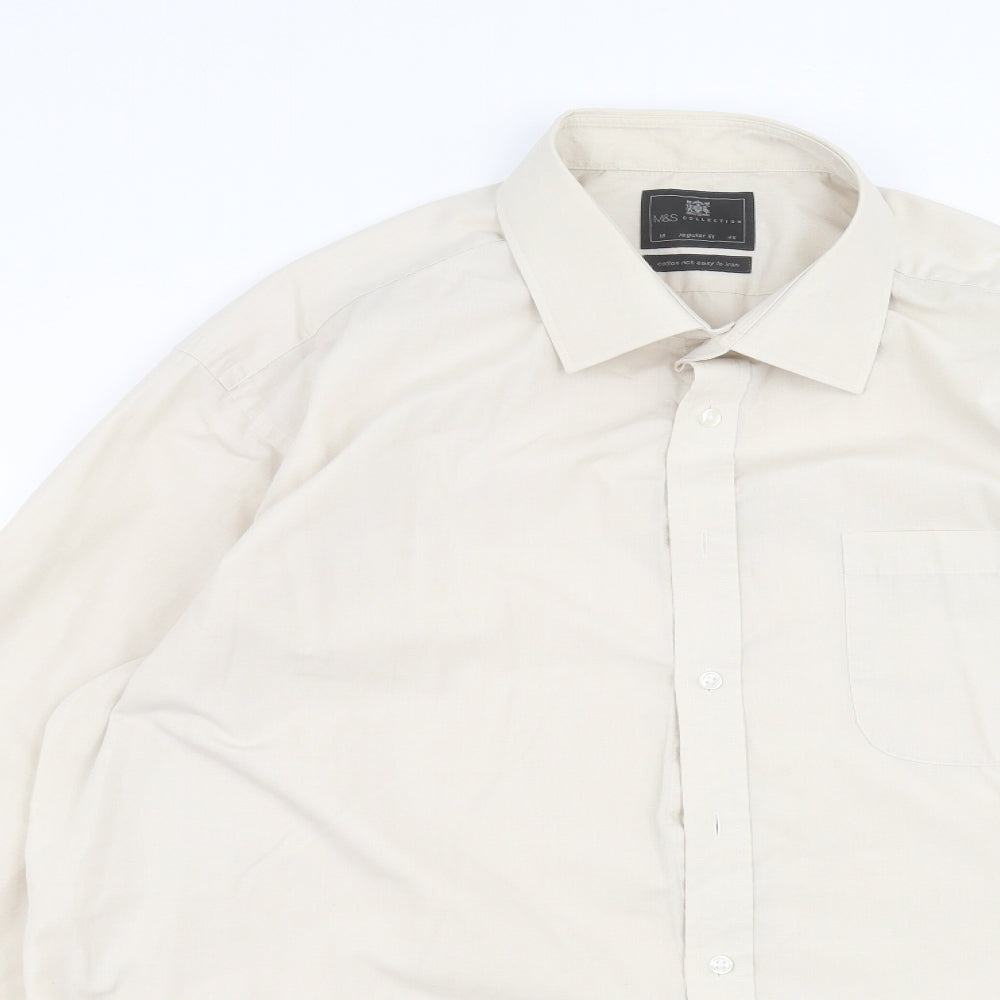 Marks and Spencer Mens Beige    Dress Shirt Size 18