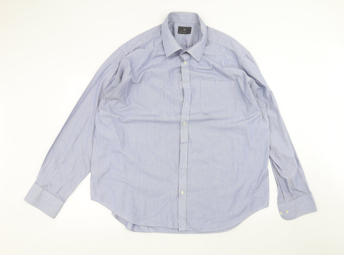 Marks and Spencer Mens Blue    Dress Shirt Size 18.5