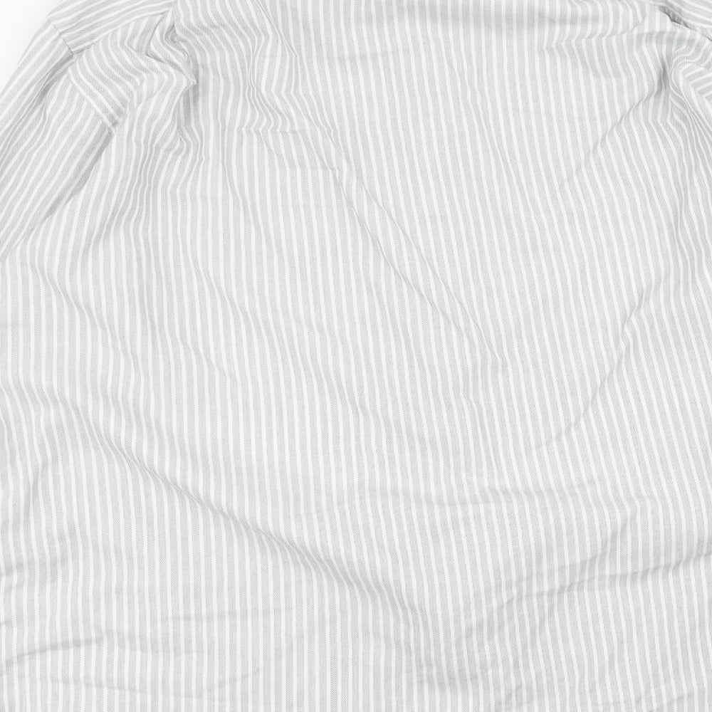 Marks and Spencer Womens White Striped  Basic Button-Up Size 18