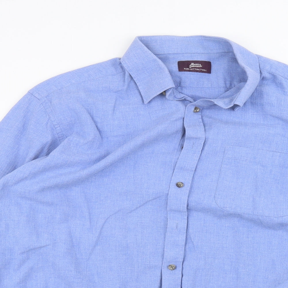 Marks and Spencer Mens Blue    Dress Shirt Size 18