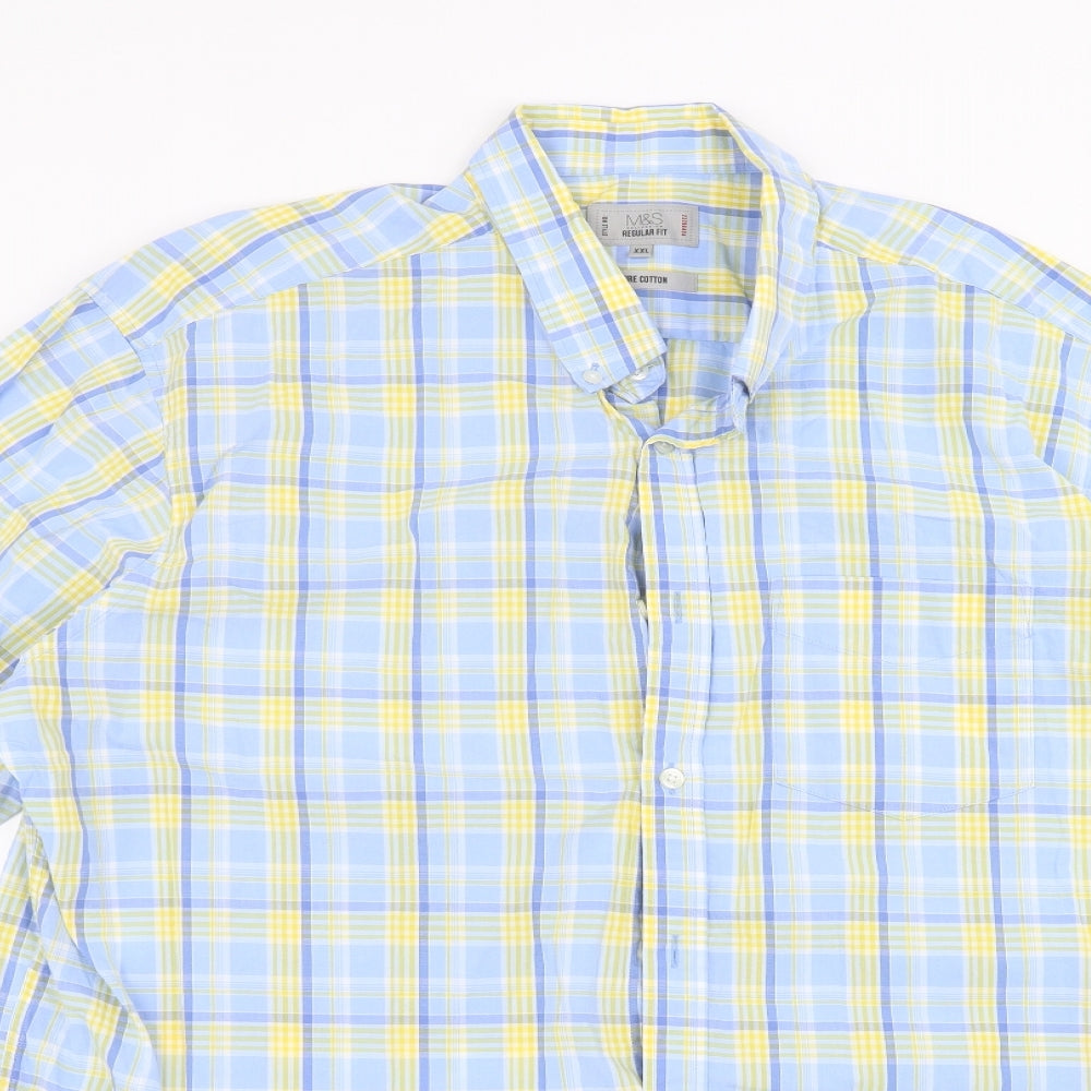 Marks and Spencer Mens Blue Striped   Dress Shirt Size 2XL