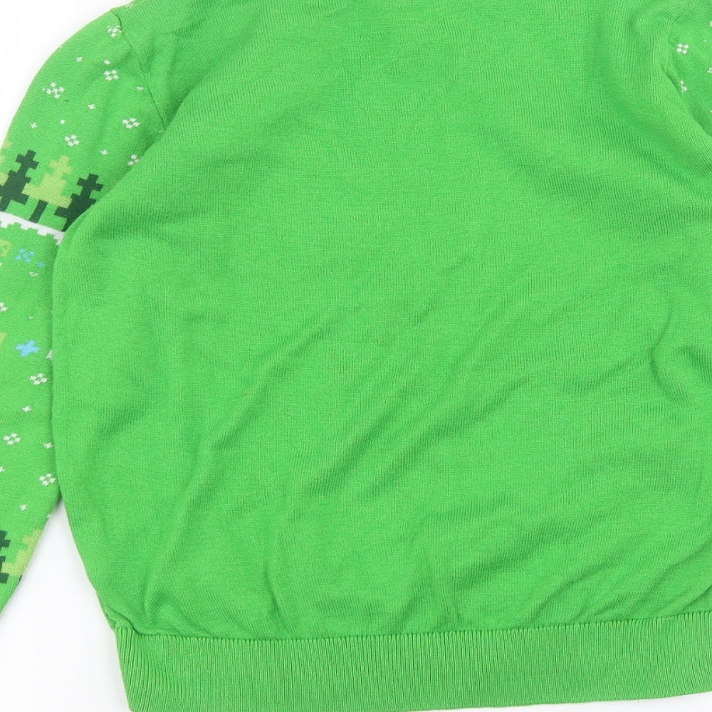 George Boys Green   Pullover Jumper Size 9-10 Years  - Minecraft