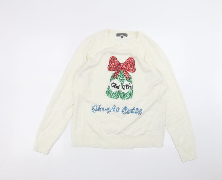 Studio Womens White   Pullover Jumper Size 12