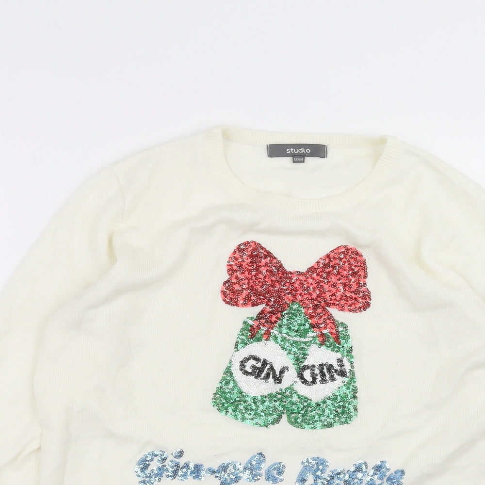 Studio Womens White   Pullover Jumper Size 12