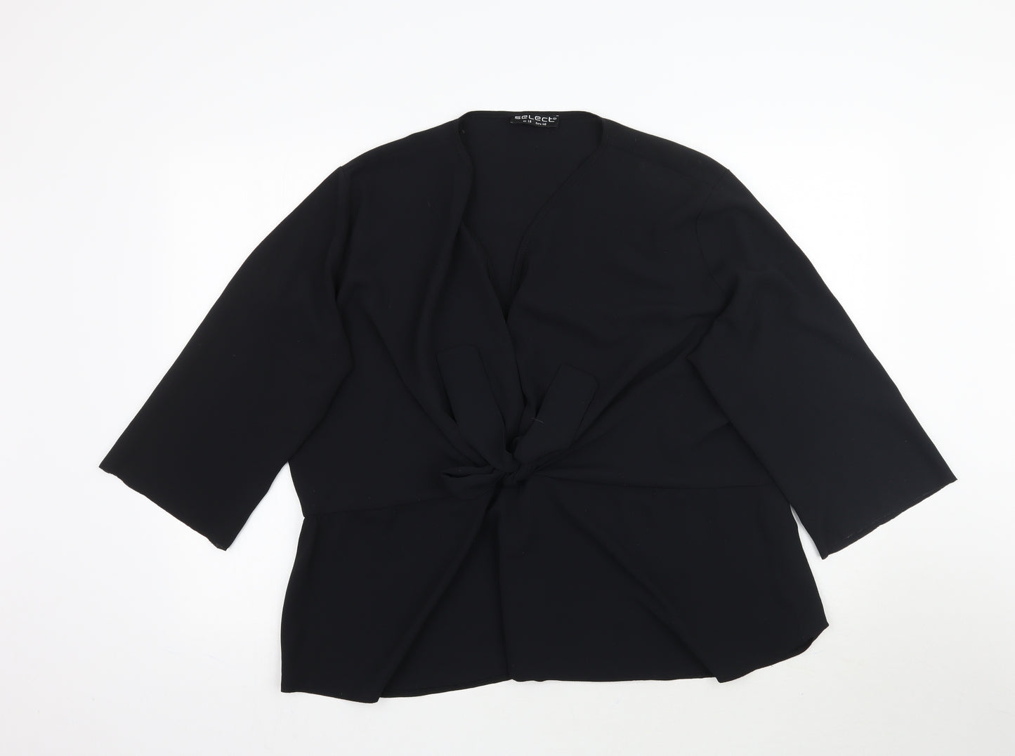 Select Womens Black   Basic Blouse Size 18  - Tie front detail