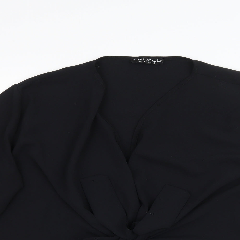 Select Womens Black   Basic Blouse Size 18  - Tie front detail
