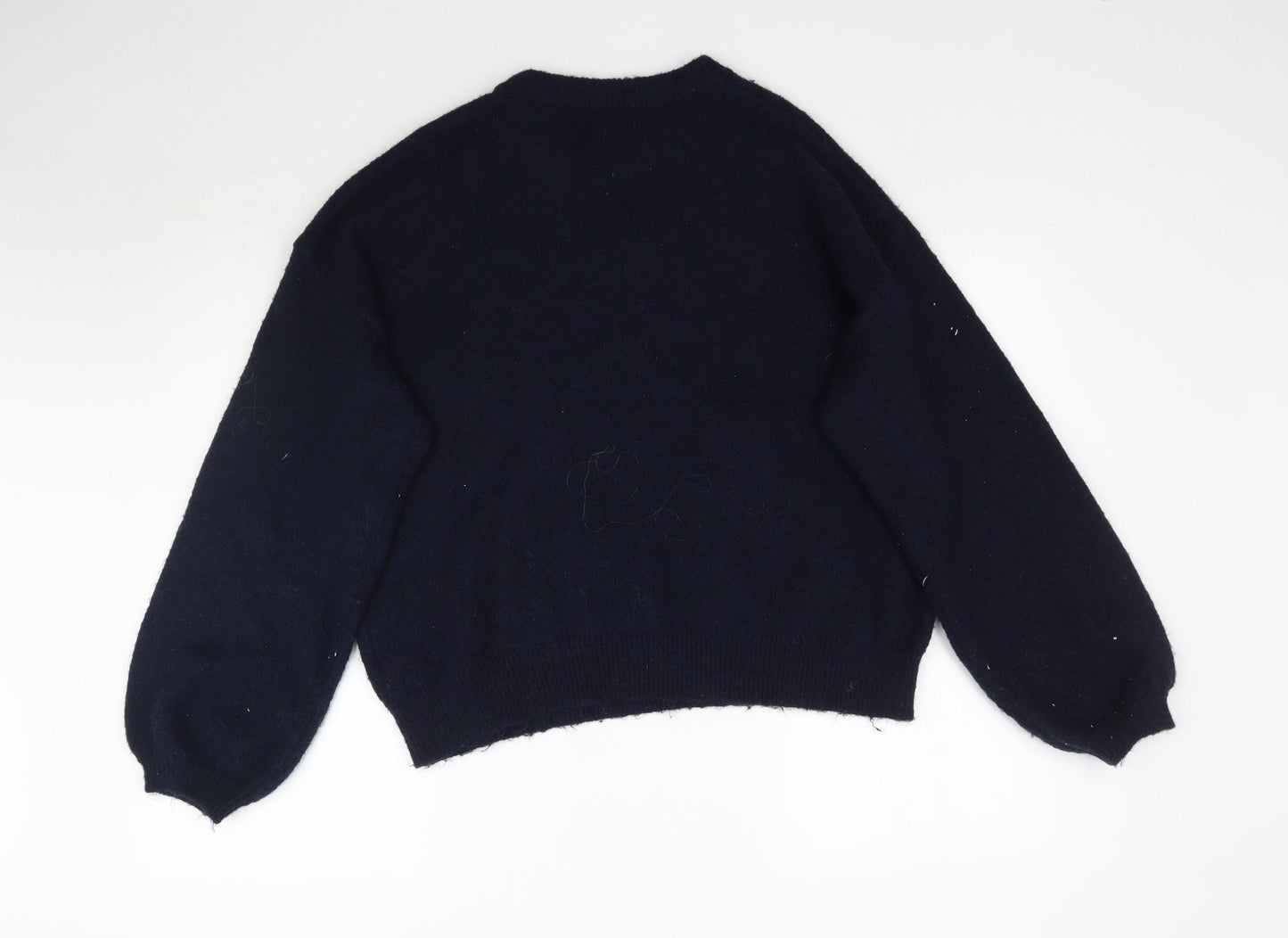 Redherring Womens Blue  Knit Pullover Jumper Size 16  - Fluffy Pom pom detail