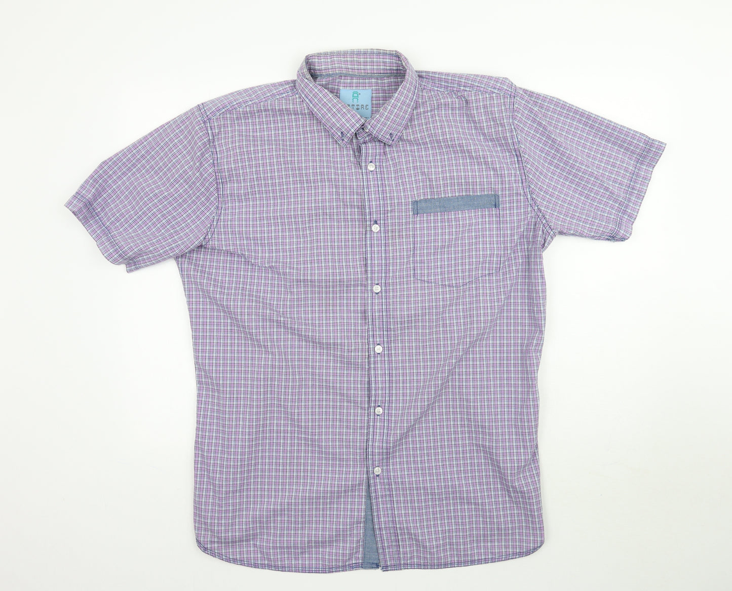 Attire Mens Purple Plaid   Button-Up Size 2XL