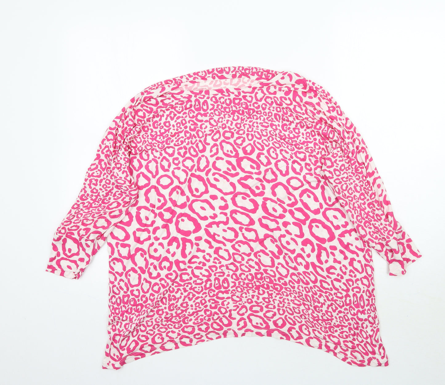 Jaeger Womens Pink Animal Print  Basic T-Shirt Size XL