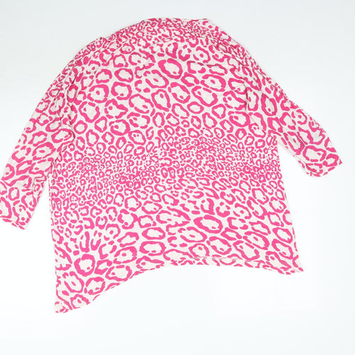 Jaeger Womens Pink Animal Print  Basic T-Shirt Size XL