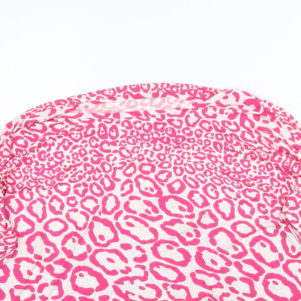 Jaeger Womens Pink Animal Print  Basic T-Shirt Size XL