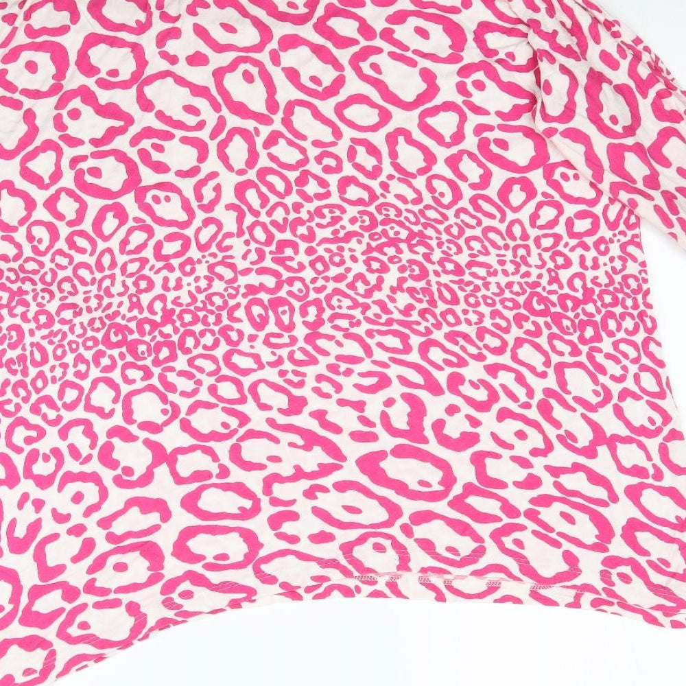 Jaeger Womens Pink Animal Print  Basic T-Shirt Size XL