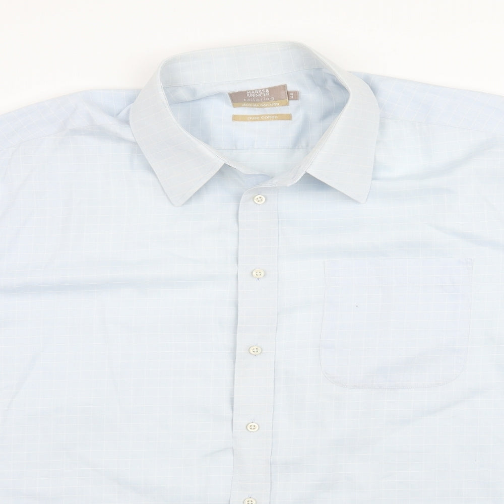 Marks and Spencer Mens Blue    Button-Up Size 18  - Check print