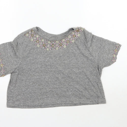 Topshop Womens Grey   Cropped T-Shirt Size 4