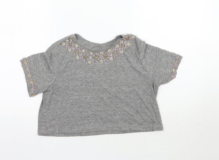 Topshop Womens Grey   Cropped T-Shirt Size 4
