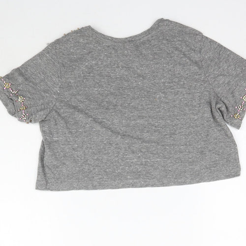 Topshop Womens Grey   Cropped T-Shirt Size 4